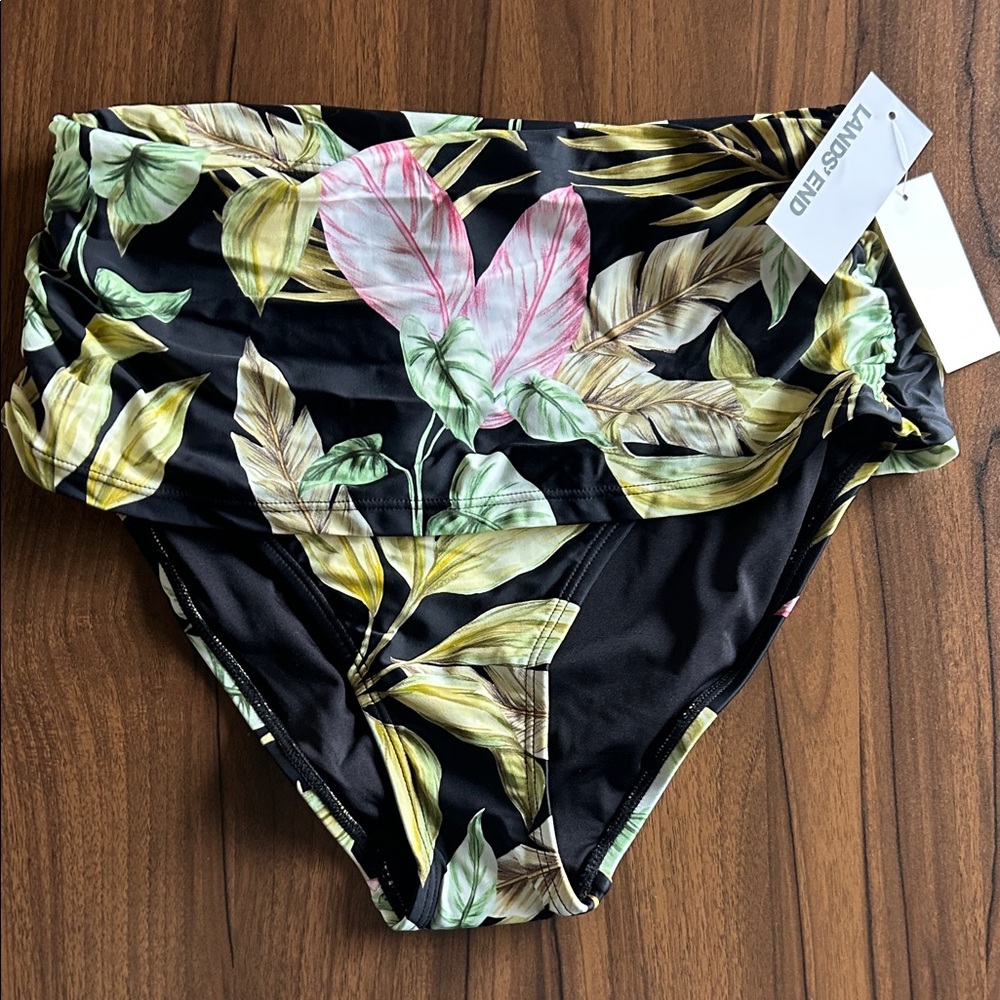 Lands'‎ End Tropical Leaf Bikini Bottom